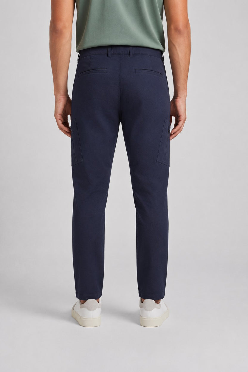 Navy Straight Fit Cargo Trouser With 4 Pocket for Men - Image 5
