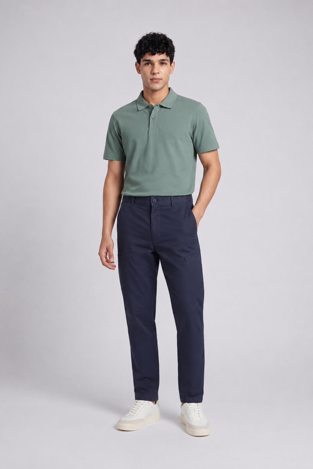 Navy Straight Fit Cargo Trouser With 4 Pocket for Men - Image 6