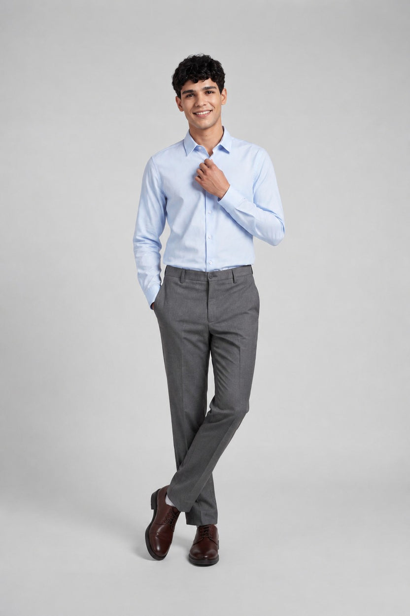 Charcoal Slim Fit Formal Trouser With 4 Pocket for Men - Image 6