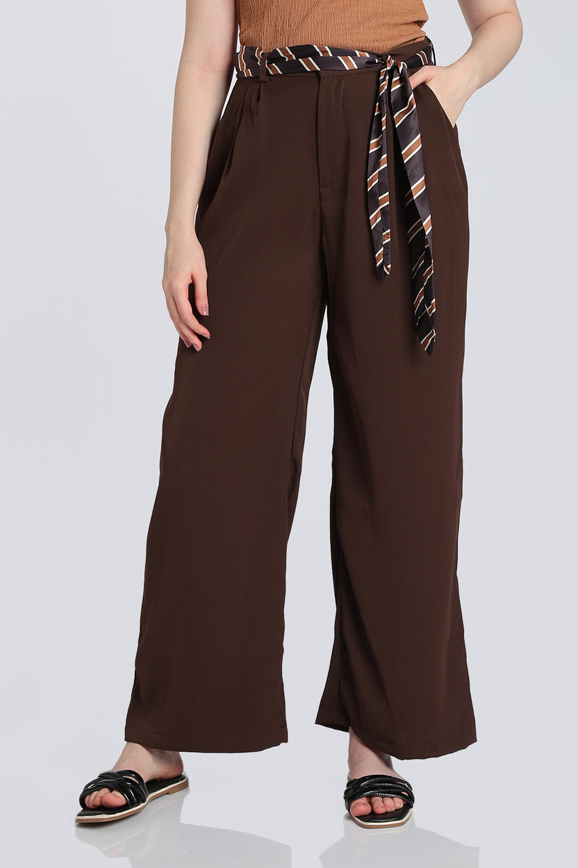 Chocolate Wide Leg Fit Trouser With 2 Pocket for Women - Image 2