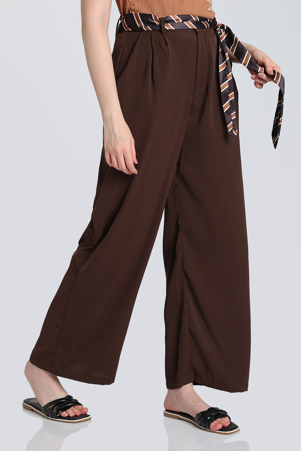 Chocolate Wide Leg Fit Trouser With 2 Pocket for Women - Image 4