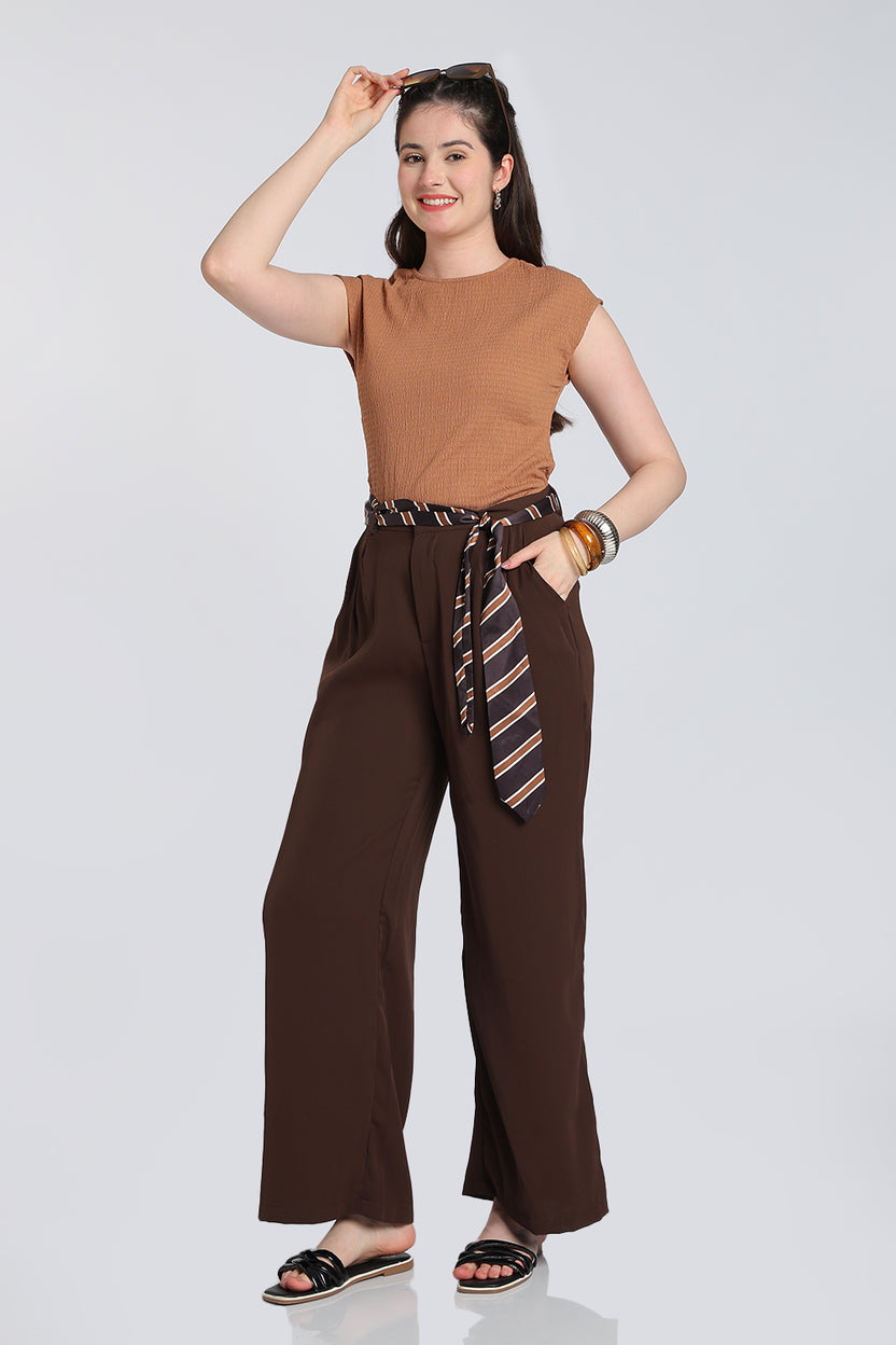 Chocolate Wide Leg Fit Trouser With 2 Pocket for Women - Image 6
