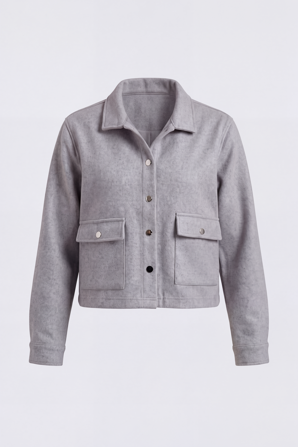 Womens Grey Cropped Utility Jacket - Image 7