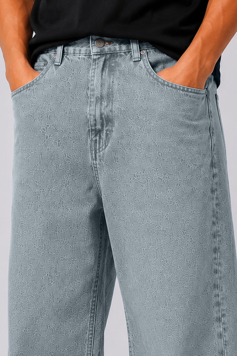 Mens Boxy Fit Light Blue Solid Jeans - Image 3