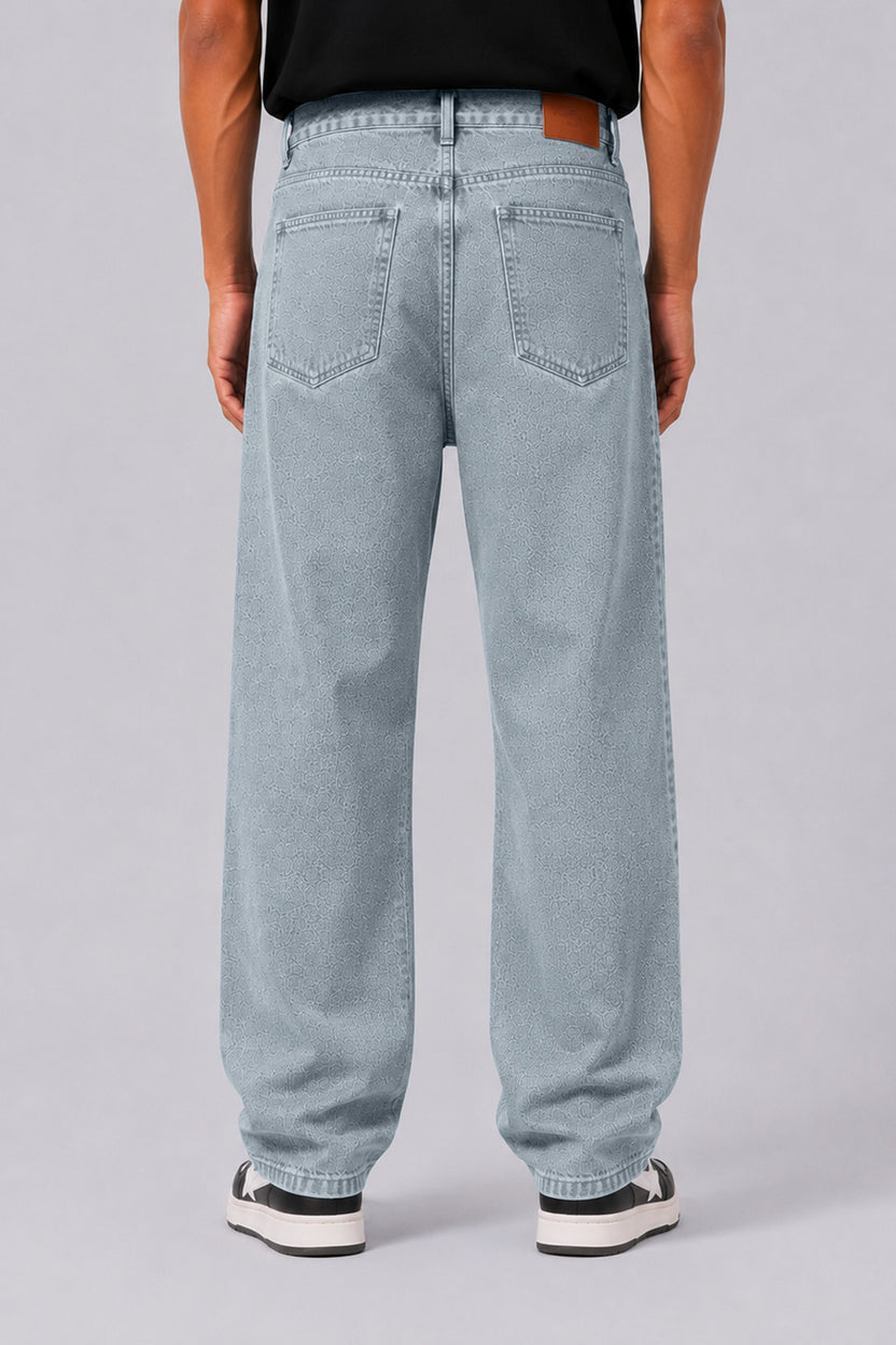 Mens Boxy Fit Light Blue Solid Jeans - Image 5