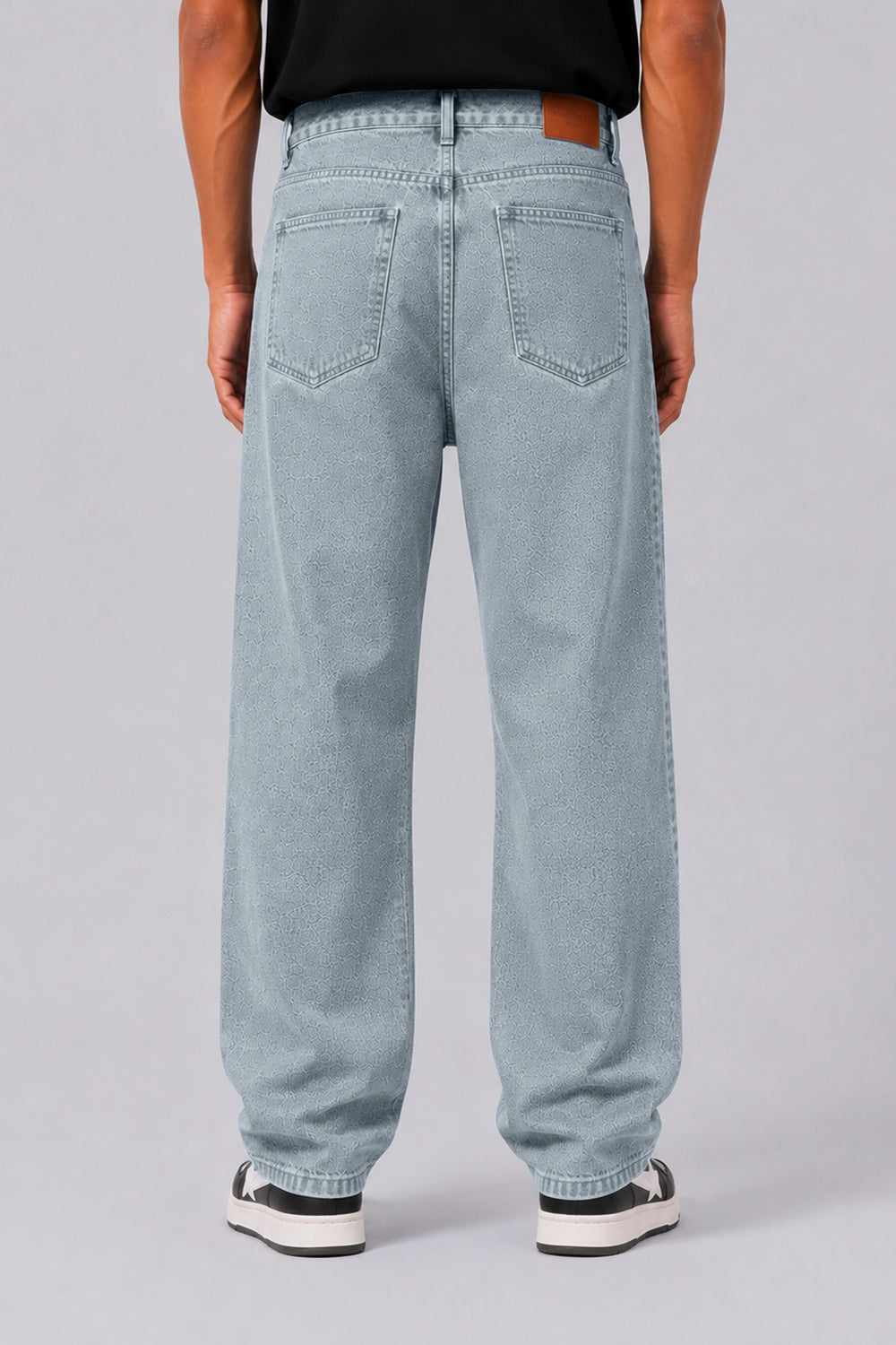 Mens Boxy Fit Light Blue Solid Jeans - Image 5