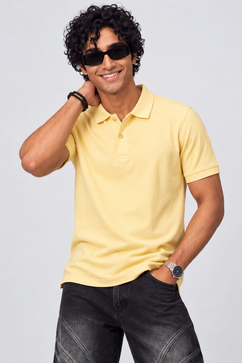 Mens Yellow Polo T-Shirt - Image 1