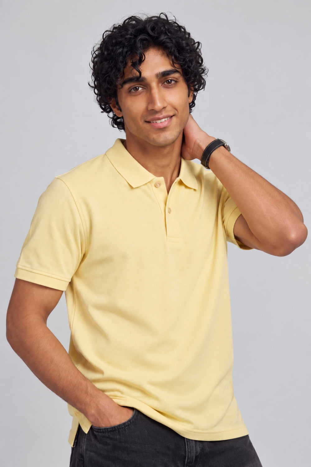Mens Yellow Polo T-Shirt - Image 2