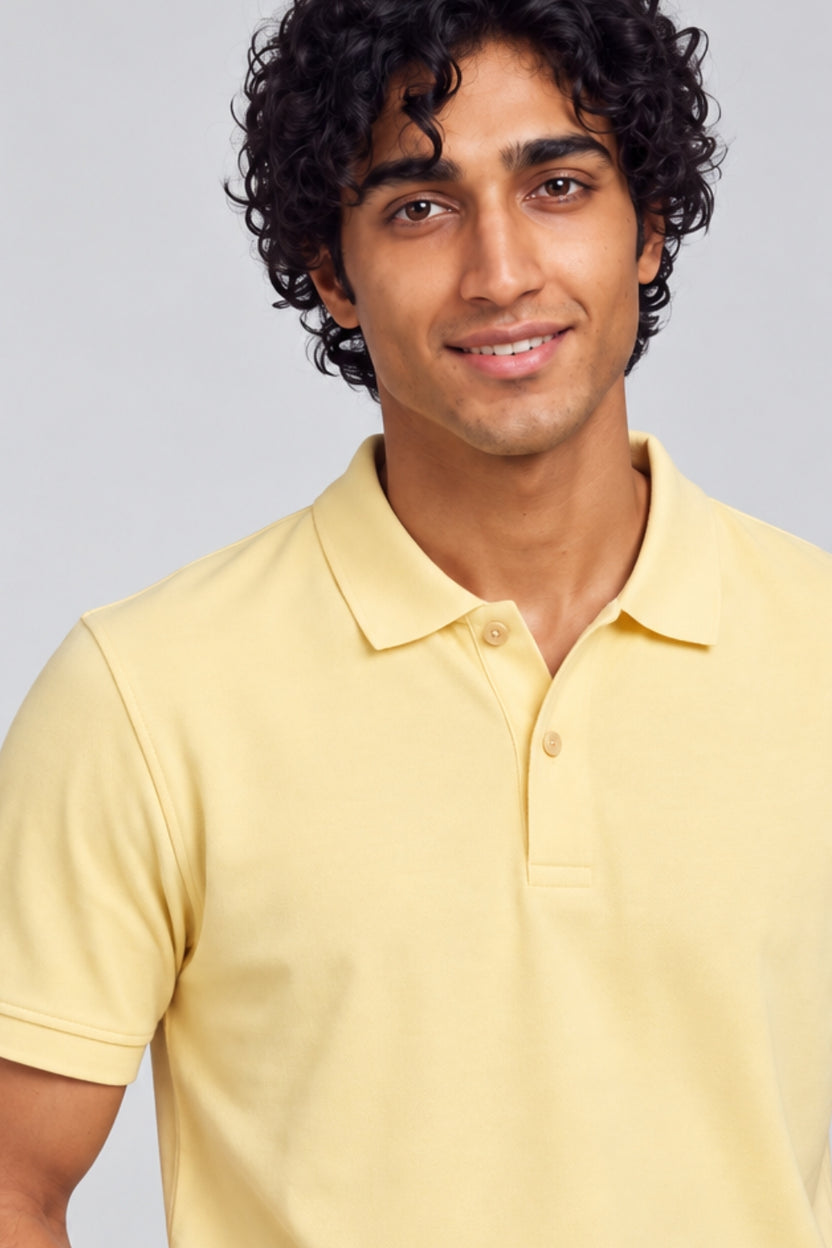 Mens Yellow Polo T-Shirt - Image 3