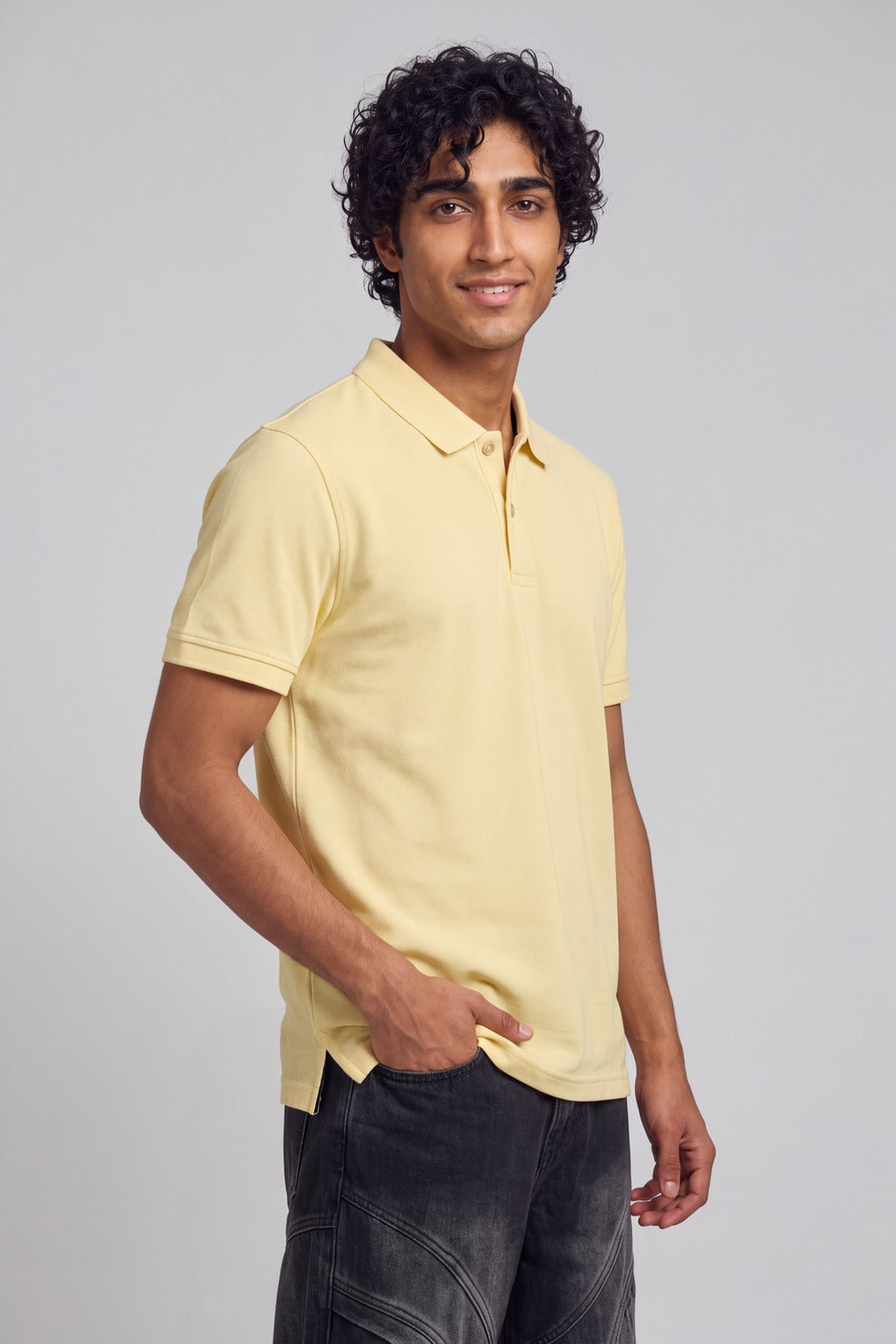 Mens Yellow Polo T-Shirt - Image 4