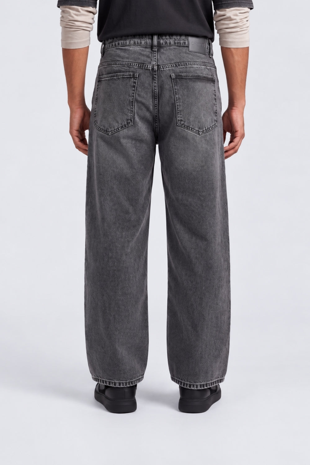 Mens Baggy Fit Grey Solid Jeans - Image 5