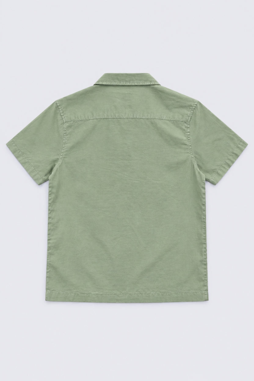 Tweens Boy Regular Fit Green Palm Print Resort Shirt - Image 3