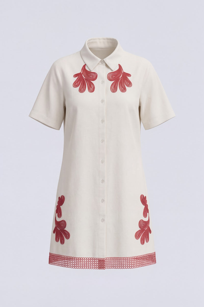 Womens Floral Embroidered Longline Dress - Image 7