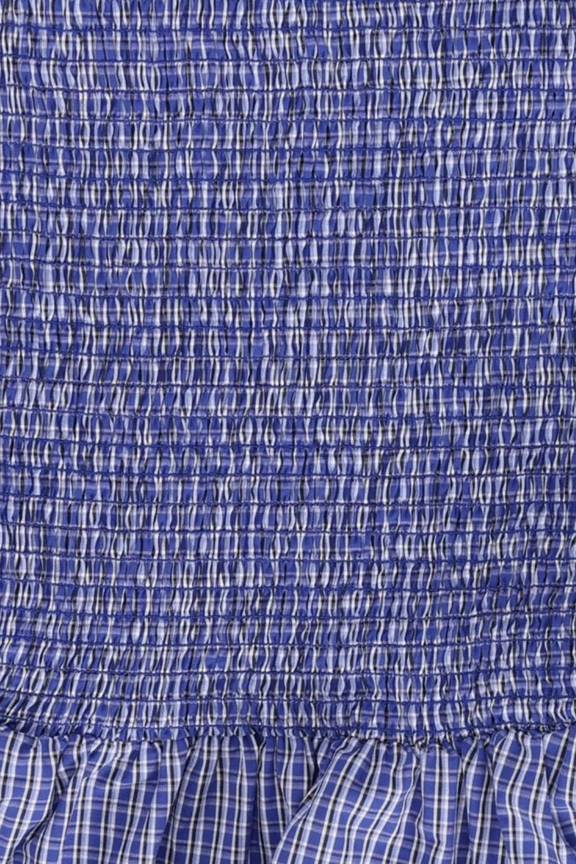 Womens Blue Smocked Tiered Mini Dress - Image 8