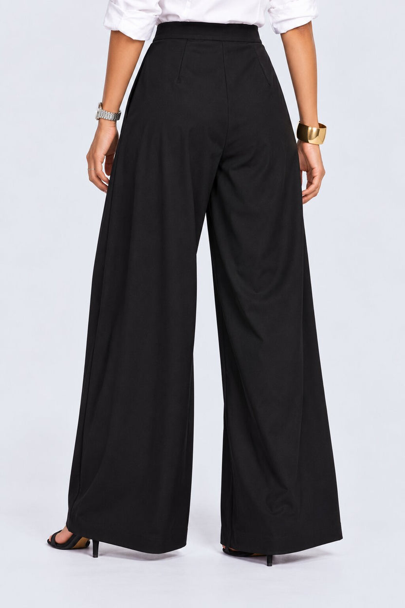 Womens Navy Blue Belted Straight Fit Trouser - Image 5