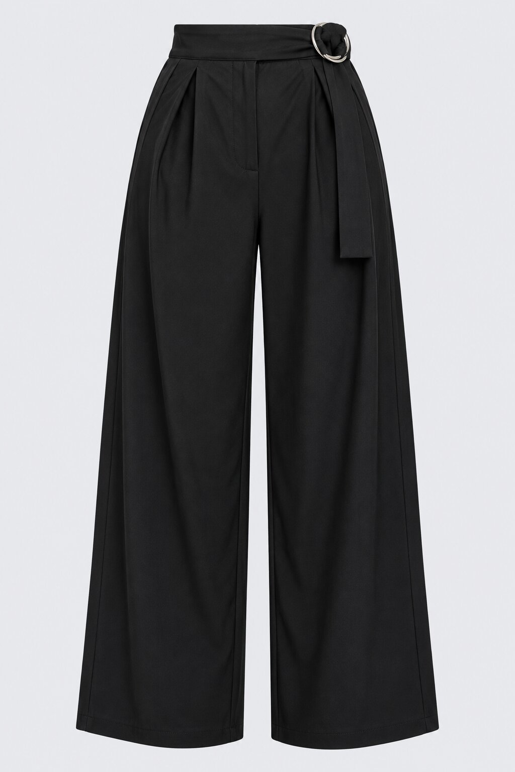 Womens Navy Blue Belted Straight Fit Trouser - Image 7