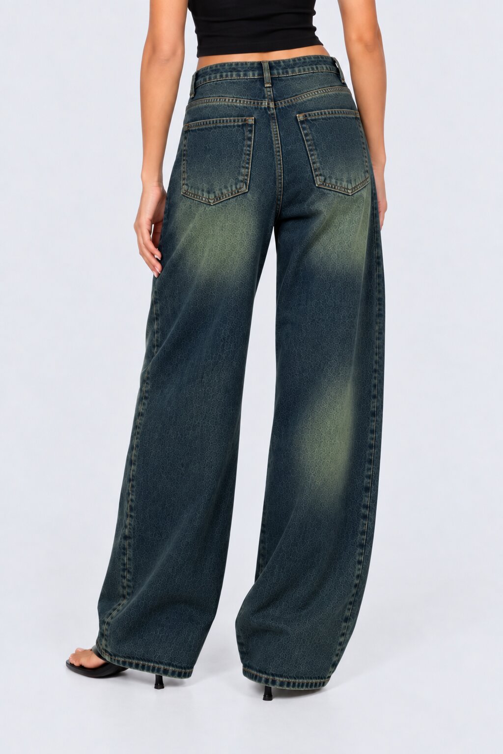 Womens Wide Leg Fit Navy Solid Jeans - Image 5