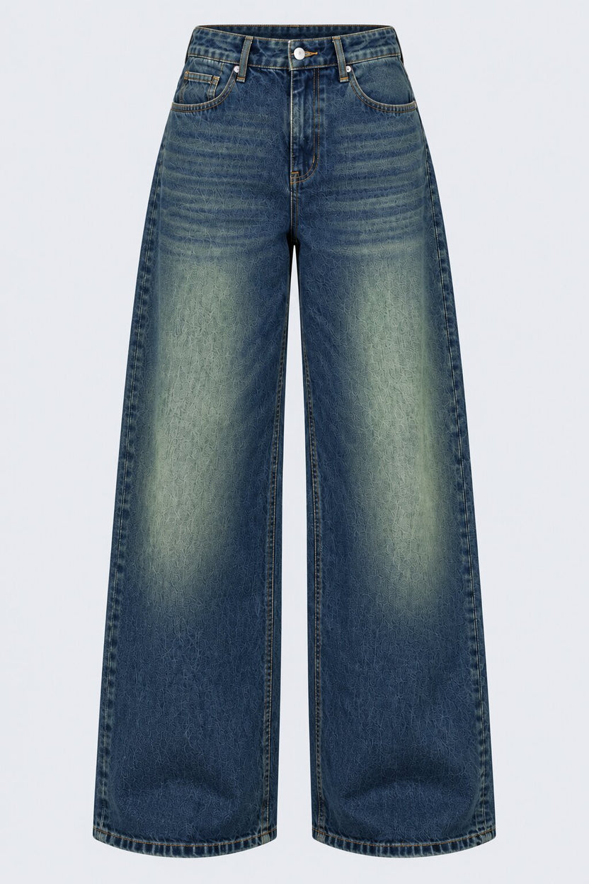 Womens Wide Leg Fit Navy Solid Jeans - Image 7