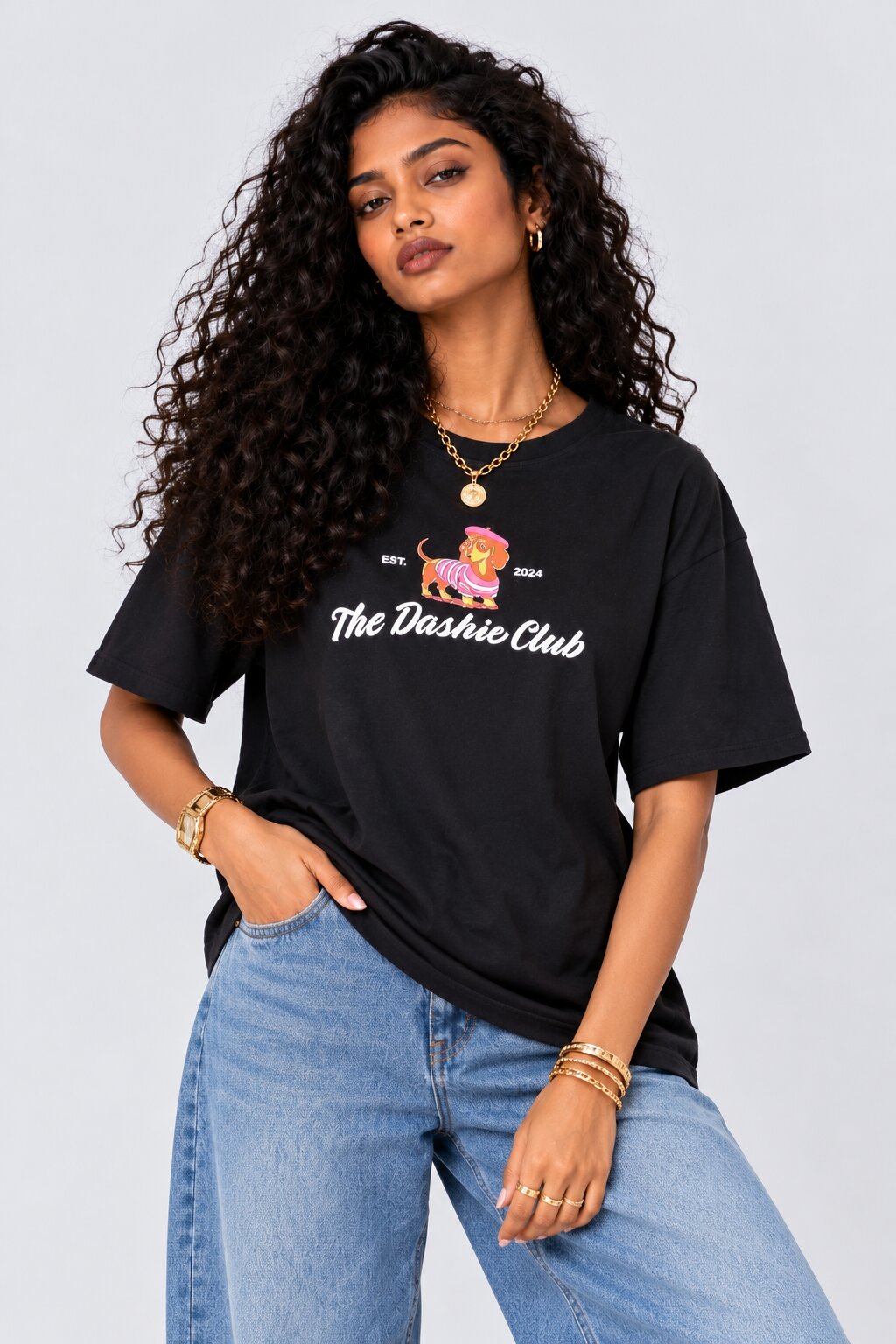 Womens Black Typographic T-Shirt - Image 2