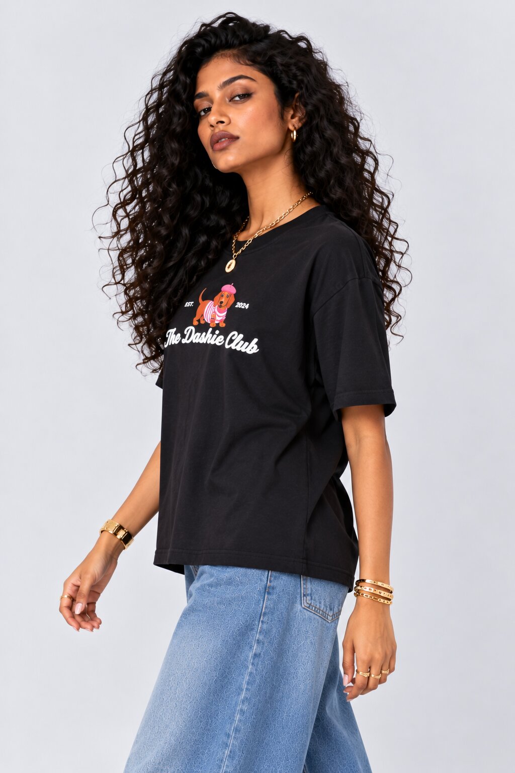 Womens Black Typographic T-Shirt - Image 4