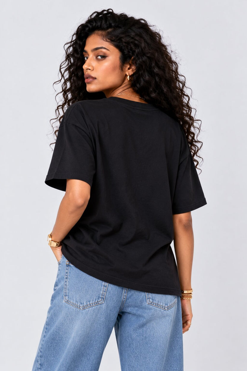 Womens Black Typographic T-Shirt - Image 5